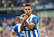 BRIGHTON, ENGLAND - AUGUST 16: Matt O'Riley of Brighton & Hove Albion celebrates scoring his team's first goal during the Premier League match between Brighton & Hove Albion and Fulham at Amex Stadium on August 16, 2025 in Brighton, England. (Photo by Mike Hewitt/Getty Images)