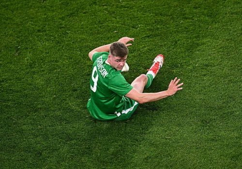 Dublin , Ireland - 6 June 2025; Evan Ferguson of Republic of Ireland during the international friendly match between Republic of Ireland and Senegal at the Aviva Stadium in Dublin. (Photo By Piaras Ó Mídheach/Sportsfile via Getty Images)