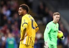 LONDON, ENGLAND - NOVEMBER 9: Georginio Rutter of Brighton & Hove Albion reacts after being booked for simulation during the Premier League match between Crystal Palace and Brighton & Hove Albion at Selhurst Park on November 9, 2025 in London, England. (Photo by Jacques Feeney/Offside/Offside via Getty Images)
